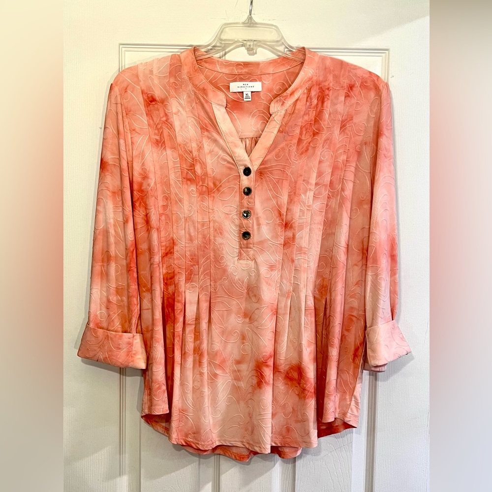 New Directions Top Women's Size 1X - 3/4 Sleeve Blouse Shirt